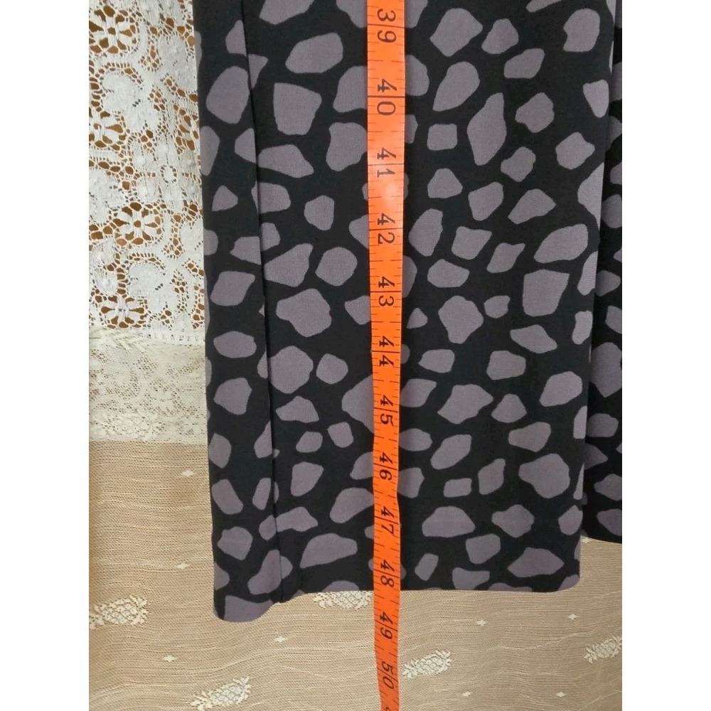 Ann Taylor Wrap Dress 14 Black/Gray Animal Print Midi Long Sleeve Stretch NWT - Picture 9 of 10